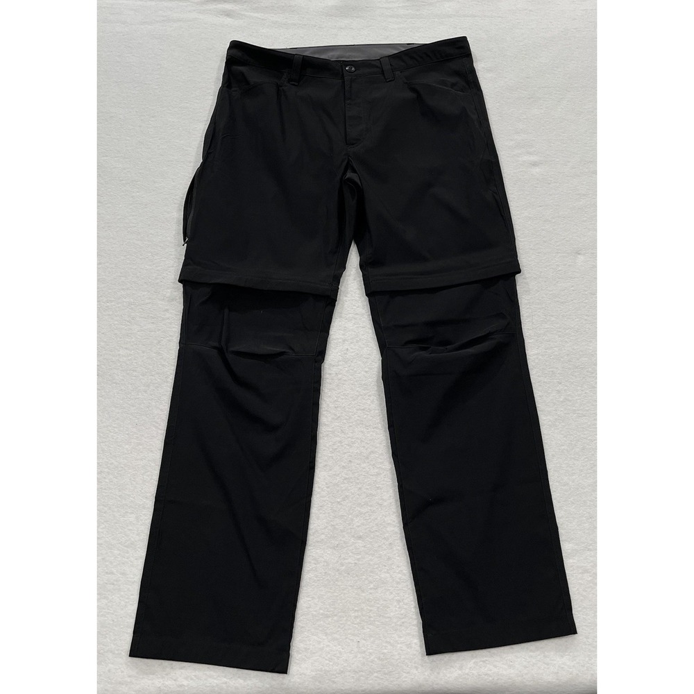 Eddie Bauer Convertible Pants Shorts 38x34 Black Nylon Zip Off Hiking Outdoor